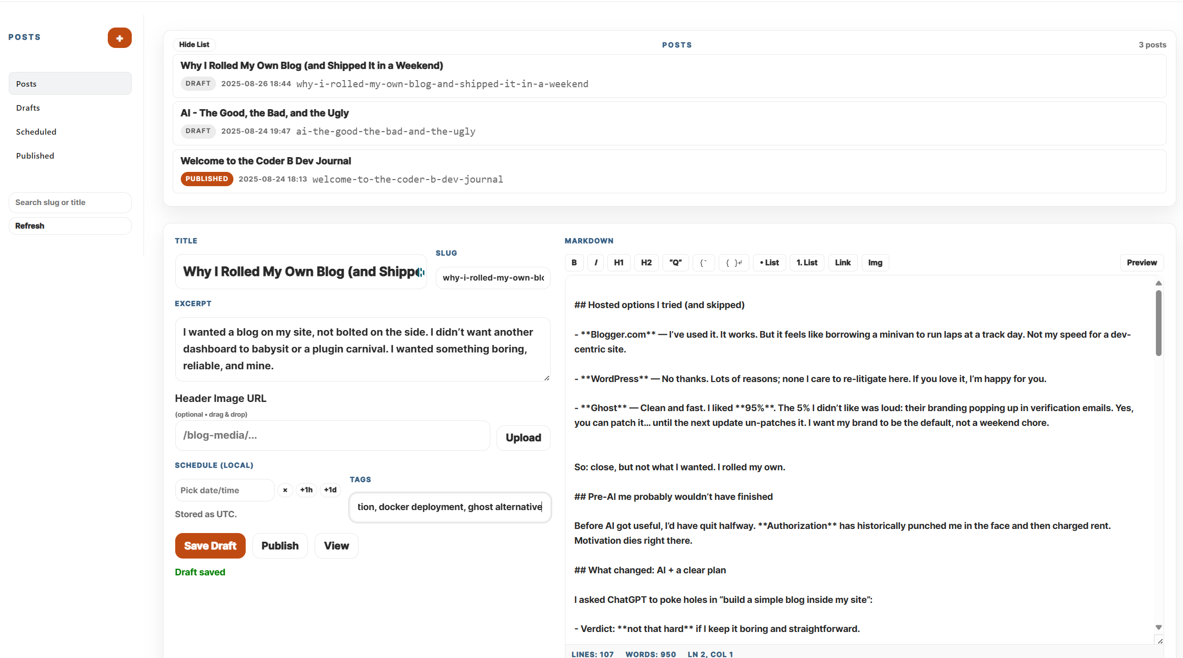 Why I Rolled My Own Blog (and Shipped It in a Weekend)
